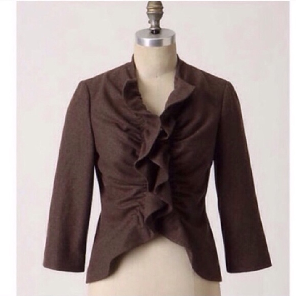 Anthropologie Wool Ruffle Front Jacket! - Picture 2 of 5